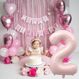Pink 40 Inch Number 2 Balloon Dusty Pastel Foil Birthday Party Decor