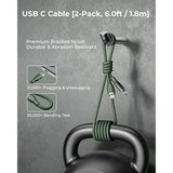 Usb C Cable (6Ft 100W, 2-Pack), Premium Nylon Usb C To Usb C Cable 2.0, Type C Charging Cable Fast Charge For Macbook Pro 2020, Ipad Pro 2021, Galaxy S22, Pixel, Switch And More-Green