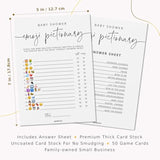 Baby Shower Emoji Pictionary Game, Baby Shower Games For Boy Or Girl, 50 Cards, Minimalist