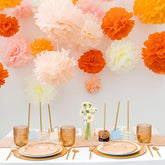 Party Tissue Pom Pom Paper Flower Set, For Birthday Party Baby Shower Wedding Engagement Bachelorette Event Decoration ( Bright Orange Bloom, 20 Piece Set)