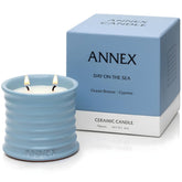 Sea Breeze And Cypress Balls Luxury Scented Candle - 8Oz Handmade Blue Ceramic Jar Candle, 50Hr Clean Burn, 100% Non Toxic Soy Wax, Aesthetic Home Decor Gift For Men And Women - Sandalwood & Oud