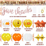 Thanksgiving Balloon Set: Rose Gold Script, Pumpkin & Turkey Decor (45 Pcs)