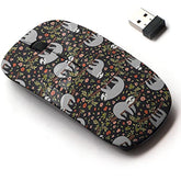 2.4G Wireless Mouse With Cute Pattern Design For All Laptops And Desktops With Nano Receiver - Funny Sloth On Tree Rose Lily Daisy Sunflower