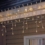 Outdoor Christmas Icicle Lights Soft White - 100 Count - 8.5 Ft - Warm White Icicle Christmas Lights - Waterproof - Ul L