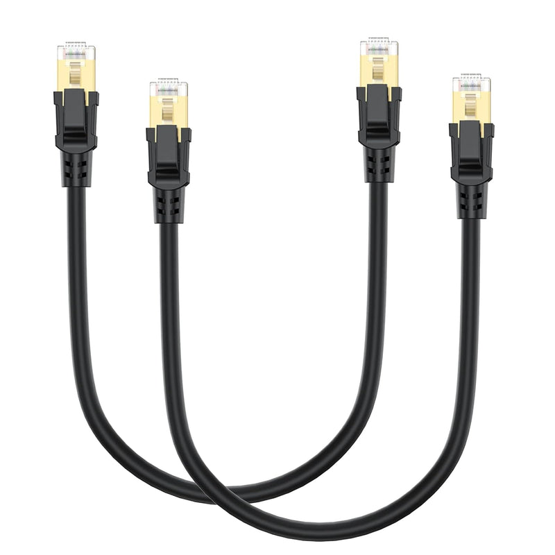 Cat8 Ethernet Cable 1Ft 2-Pack, High Speed Ethernet Cable Cat 8 Sftp Internet