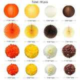 Fall Party Decorations Kit Yellow Orange Brown Paper Hanging Fans Lantern Flowers Pom Pom With 3D Butterfly Autumn Leaves Garland For Wedding Bridal Shower Birthday Harvest Thanksgiving Party Supplies