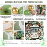 Sage Green Balloon Garland Kit 163 Pcs for Jungle Safari Woodland Birthday Baby Shower
