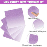 100Pcs Ombre Purple Party Decorations For Birthday Tableware Sets Lilac Lavender Paper Plates Napkins Forks For 25 Guests Wedding Anniversary Light Pastel Purple Dinnerware Table Party Supplies Favors