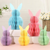 5Pcs Easter Bunny Honeycomb Centerpiece Easter Party Table Decorations 3D Paper Rabbit With Magnet Pastel Table Ornament For Home Office Kitchen Easter Gift Holiday Party Table Supplies