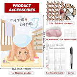 Baby Shower Games, Pin The Sticker On The Diaper, Baby Shower Games Activities Diaper Theme Party Games Supplies Favors For Adults Girl Boy 25 Guests
