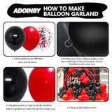 Red And Black Balloon Arch Kit, 140Pcs Different Sizes Inch Black And Red Balloons And Confetti Party Balloon Garland Kit For Birthday, Wedding, Graduation, Anniversary, Prom Decorations