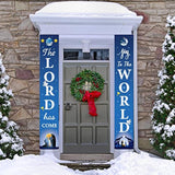 Christmas Nativity Porch Sign Banner Merry Christmas Door Banner Joy To The World Jesus Religious Banner Xmas Holy Nativity Front Porch Home Decorations For Winter Holiday Party