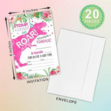 Stomp?Chomp & Roar? Birthday Invitations, Dinosaur Dino Party Invite Cards For Boys & Girls - 20 Jungle Dinosaur Theme Fill-In Invites With Envelopes, Party Favor & Decorations - 32