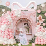 Pink White Balloon Arch Kit, 146Pcs Light Pink And White Bow Balloons Garland Arch Kit Different Size For Coquette Birthday Baby Shower Wedding Engagement Gender Reveal Party Decor