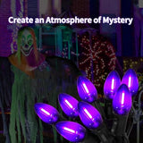25Ft C7 Purple Halloween Lights Outdoor Indoor, Led String Lights With 25 Shatterproof Bulbs For Patio, Yard, Fence, Chr