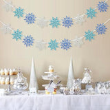 2 Pieces Snowflake Garland Banner Christmas Hanging Decorations, Winter Wonderland Decorations Frozen Birthday Party Supplies, Paper Snowflake Streamer For Holiday New Year Party Home Decor