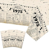 3Pcs 50Th Birthday Party Tablecloths For Back In 1975 Birthday Party Supplies Vintage 50 Year Old Themed Table Covers Retro 1975 Disposable Plastic Tablecloth For 50Th Anniversary Decorations Favors