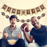 2Pcs American Football Burlap Banner Glitter Football Hanging Banner Game Time Burlap Garland Sports Themed Bunting Garland Sports Bunting Banner For Birthday Party Home Mantel Decor