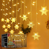 Snowflakes Led Curtain Lights, 13Ft/4M 96 Led Snowflake String Lights, Christmas Snowflakes Lights, 8 Lighting Modes, Wa