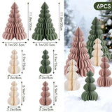 6PCS Paper Christmas Tree, Honeycomb Trees Table Centerpiece with Magnetic Closure, Sage Green and Dusty Pink Christmas Tree Decor for Mantel Xmas Tabletop Centerpiece