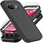 For Google Pixel 9A Case, Military Grade 3 In 1 Heavy Duty Shockproof/Drop Proof/Dust Proof Case With 2Pcs Tempered Glass Screen Protector & 1Pcs Camera Lens Protector (Black/Black)