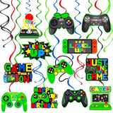 Green Video Game Hanging Swirls 20Pcs Gamer Birthday Party Decorations Game On Birthday Hanging Decoraiton Gaming Ceiling Streamers For Game Level Up Party Supplies