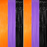 2 Pack Black Orange Purple Foil Fringe Curtains 6.4x8.2ft Backdrop Party Decorations