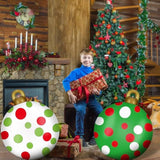 2 Pcs 32 Inch Giant Inflatable Christmas Ornaments Balls Large Pvc Holiday Inflatables Decorated Ball Outdoor Red And Gr