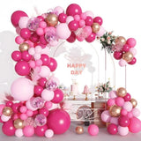 131Pcs Pink Balloons Arch Kit, 18 12 10 5 Inch Hot Pink Balloon Garland Kit Metallic Rose Gold Confetti Balloons, Pink Balloons Party Decoration For Birthday, Wedding, Anniversary, Princess