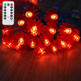 Red Lantern String Light,Battery Operated Waterproof 8 Modes 40 Leds 20Ft Fairy String Lights Remote Control Decor Light