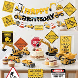 14 Packs Construction Happy Birthday Banner Vehicle Truck Garlands And Truck Cutouts Traffic Road Signs Birthday Party Decorations For Kids Boy Baby Shower Decorations (Construction)