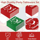 244 Pcs Merry Christmas Friendsmas Naughty Team Nice Party Supplies Dinnerware Set Team Include 24 Pcs 9 And 7 Inch Plates 9 Oz Paper Cups Napkins Knives Forks Spoons For Xmas Party Decoration
