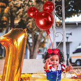 Mouse Party Balloons,6 Pcs Punch Balloons For Baby Shower, Minnie Party,Girls Party Kids Birthday Theme Party Decoration Supplies,24" Black Red Aluminum Foil Balloons (6Pcs)