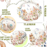 100Pcs Easter Plates, Easter Plates and Napkins includes 50pcs Oval Easter Paper Plates and Easter Napkins, Bunny Rabbit Disposable Easter Plate and Napkin for Happy Eater Decorations