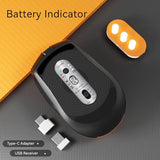 Bluetooth Wireless Mouse, (Bt5.0/5.1+2.4Ghz) Usb C Rechargeable Led Mouse Battery Level Visible, Honeycomb Magnetic Shell Cover With Usb Receiver & Type-C Adapter For Laptop/Pc/Mac/Ipad -Orange