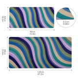 Mouse Pad Desk Mat Leather Desk Pad Large Gaming Desk Cover Protector Mat For Keyboard Computer Laptop Office Waterproof 35.4 X 16.5 Inch Swirls Waves