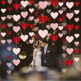 Rose-Gold Pink Burgundy-Red Party Decorations Heart Garland Hanging Streamers Banner - 39Ft Valentines Mothers Day Anniversary Bachelorette Bridal Shower Engagement Wedding Backdrop