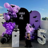 Purple Black Balloons, 12 Inch Dark Purple Light Balloons With Metallic Purple Confetti Latex Balloon Set For Girls Women Halloween Birthday Bridal Shower Wedding Party Decorations Is-02