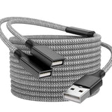 6.6Ft Usb A Male To 2 Female Cable, Usb Splitter 1 In 2 Out Support Charging And Data Transfer For Printer/Keyboard/Flash Drive/Laptop/Led Etc(Black)