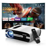 4K Daylight Projector Google Tv 2200 Ansi Lumens, Hdr10 Smart Home Theater Projector With Wifi6 Bluetooth, Tof Autofocus, Dolby Audio,3-Brightness, Hdmi Earc Outdoor Movie Projector