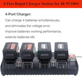 4-Port Rapid Charger Replacement For Charger Station 48-59-1804 Compatible With Mil-Wauk 18V Lithium Ion Battery 48-11-1850 48-11-1815 48-11-1840