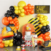Construction Balloon Garland Kit: Black, Orange, Yellow Party Decor