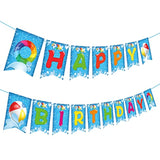 Summer Pool Party Happy Birthday Banner – Tropical Swimming Theme Decor