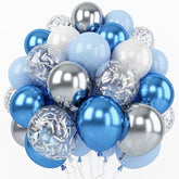 Metallic Blue Silver Balloons, 60 Pcs 12 Inches Chrome Blue White Balloon With Silver Balloons Glitter Confetti Balloons For Boys Baby Shower, Birthday, Baptism,Wedding Decorations