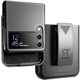 Designed For Samsung Galaxy Z Flip 3 Case With Belt Clip Holster - Kickstand Cover Phone Case - Black