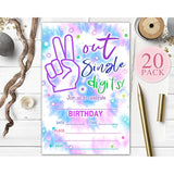 10Th Birthday Party Invitations, Out Single Digits Party Invites, Decorations, Favors, And Supplies For Kids Teens, Tie Dye Birthday Fill-In Invitations, 20 Cards With Envelopes (A03)