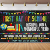 First Day of School Backdrop Banner Welcome Preschool & Kindergarten Photo Prop