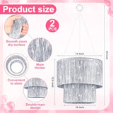 4 Pcs 2 Tier Iridescent Fringe Tinsel Chandelier 5 Ft Iridescent Fringe Banner Shimmering Foil Party Disco Ball Decor Shiny Ceiling Banner For Wedding Birthday 1920S Themed Parties(Silver)