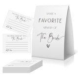 Share A Memory Of The Bride Cards (1 Sign + 50 Cards), Wedding Shower Games, Bridal Shower Games, Minimalist Bridal Shower Memory Sign And Cards-Samb02