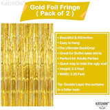 2-Pack Gold Foil Fringe Curtains for 50th Birthday and Party Decorations
